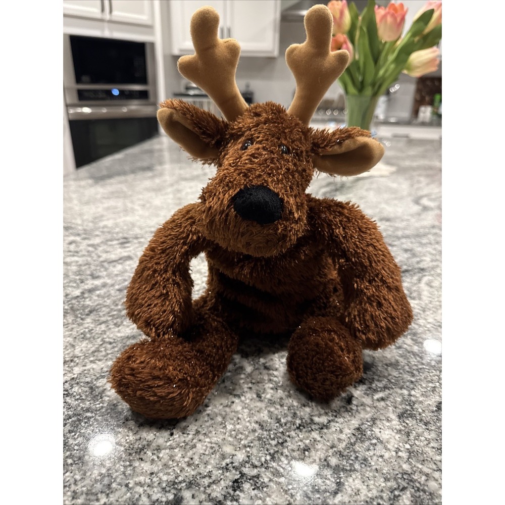 Hallmark Comet Reindeer Plush Brown Sparkle 14" laying flat EUC LN